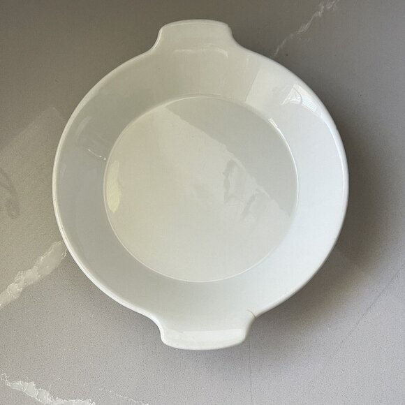 Arabia Finland White Dish Shallow Round With Handles Contemporary Serving - Picture 2 of 10